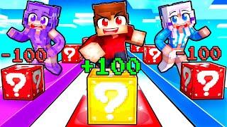 Cheating With +100 LUCKY BLOCKS in a LUCKY BLOCK RACE With MY CRAZY FAN GIRLS...