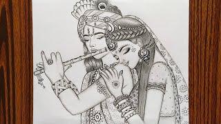 Rash Yatra special Radha Krishna drawing | How to draw lord radha and krishna | Pencil Sketch