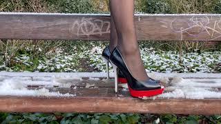 Snow trampling in high heels ASMR