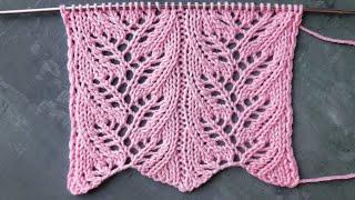 Delicate openwork knitting pattern  Leaves