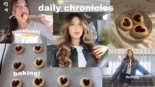 daily chronicles // ROMANTICIZING MY LIFE  baking, thrifting, haircut, tteokbokki 