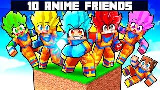 10 FRIENDS On ONE ANIME BLOCK in Minecraft!