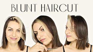 Haircut Tutorial: How To Cut Your Hair Straight At Home | Blunt Mid-Length Haircut Refresh