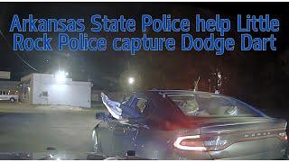 Arkansas State Police & Little Rock PD take down Dodge Dart full of minors #pursuit #chase