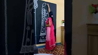 How to draw Woman ‍️wearing #designer saree look #art #share  #shorts #drawingtutorial #saree
