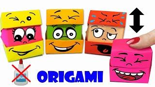 ОРИГАМИ КОРОБОЧКА МЕНЯЕТ ЛИЦО - БЕЗ КЛЕЯ! ORIGAMI BOX CHANGES FACE - emoji I Paper crafts