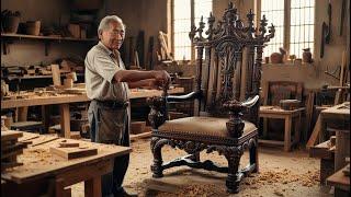 The Skills Of a 70 Year Old Carpenter Create a Royal Chair Of Extremely High Class | Woodworking Art