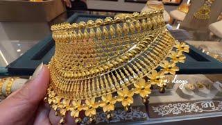 Kalyan Latest Light weight Gold Choker Designs with Price/Gold Necklace Designs/Vadodara/Im deeya