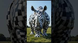 Rhino + Chess Board Hybrid #aishorts #igt #hybridfusion #agt #fusion #animals