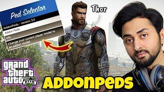 HOW TO INSTALL ADDONPEDS IN GTA 5 |  THOR IN GTA 5 | GTA 5 MODS 2024 | HINDI/URDU | THE NOOB