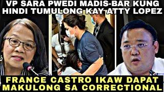 HARRY ROQUE DINEPENSAHAN SI ATTY ZULEIKA LOPEZ! DAPAT SI FRANCE CASTRO IPAKUKULONG SA CORRECTIONAL