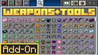 WEAPONS + TOOLS ADDON Adds 15 NEW Ores to Minecraft Bedrock Survival with 100+ Tools!