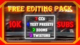 10K SUBSCRIBERS FREE EDITING PACK! | CCs + Text Effects + Zooms + Twixtors | After Effects