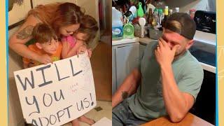 Siblings Reveal Sign Asking Stepdad To Adopt Them