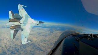 Russian Su-35 Inches Away from Crashing into American F-16 in Tense Mid-Air Clash