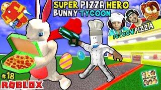 ROBLOX Super Pizza Hero Easter Bunny Tycoon! FGTEEV #18 Superhero Eggs w/ Hulkbuster