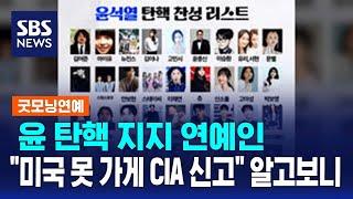 윤 탄핵 지지 연예인…"미국 못 가게 CIA 신고" 알고 보니 / SBS / 굿모닝연예