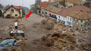 France today! Parked Cars Swept Away by Heavy Floods in Cannes