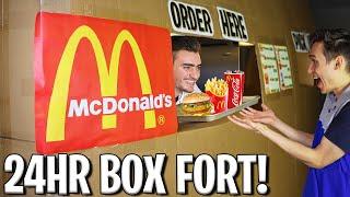 I OPENED A 24 HOUR McDONALD'S BOX FORT!  (FAST FOOD RESTURANT CHALLENGE!)