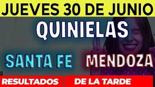 Resultados Quinielas Vespertinas de Santa Fe y Mendoza, Jueves 30 de Junio