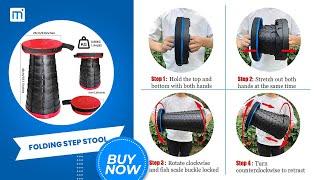 Gerymu Folding Step Stool, Portable Telescoping Stool Can Hold 330 lb, Camping Stool Seat