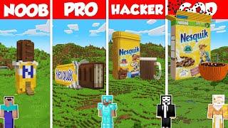 NESQUIK HOUSE BUILD CHALLENGE - Minecraft Battle: NOOB vs PRO vs HACKER vs GOD / Animation