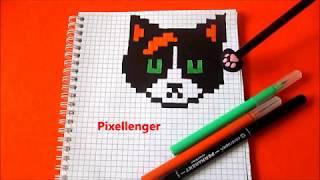 Большой Кот Куки Часть 1 Как рисовать по клеточкам в тетради How to Draw Cat Pixel Art