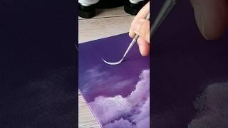 super easy purple clouds / easy acrylic painting ideas for beginners 