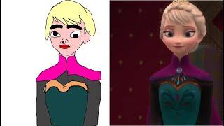 Frozen Elsa funny Drawing memes -Try not To laugh