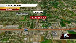 Crews battle fire at church in Oklahoma City