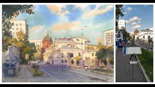 20240803 5th Monetchikovsky Lane, Moscow. Watercolor plein air painting