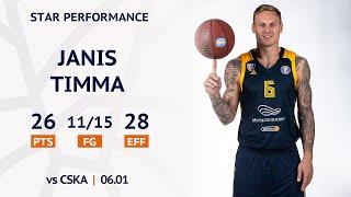 Star Performance. Janis Timma vs CSKA - 26 PTS, 11/15 FG, 28 EFF | Season 2019/20