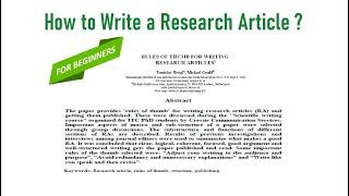 How to Write a Research Article | Step by Step Guide  @ThesisHelper01