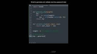Script to generate and validate one-time password (otp) in Python | Python Examples | Python Code