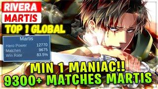 MIN 1 MANIAC!! 9300+ Matches Martis [ Top 1 Global Martis ] Rivera - Mobile Legends Emblem And Build