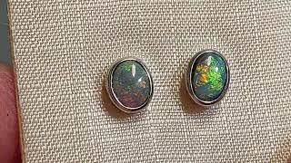 Black-Opal Ohrringe in 925 Silber, Ohrringe 000632 o