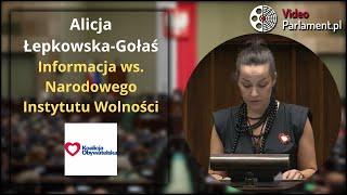 Alicja Łepkowska-Gołaś - Informacja ws. Narodowego Instytutu Wolności