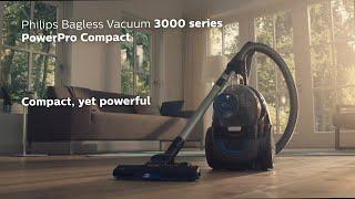 High Suction Power with Philips PowerPro Compact Vacuum Cleaner. Removes 99.9% Fine Dust