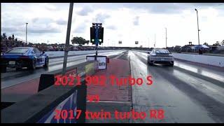 2021 Porsche 992 Turbo S vs 2017 turbo Audi R8 V10 - 1/4 mile drag racing