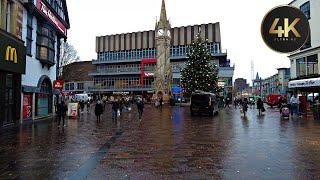 Leicester JANUARY 2023 City Walking Tour During A Rainy Day 4K UHD