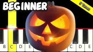 5 Famous Halloween Tunes - Scary and Spooky - Easy Piano Tutorial - Beginner