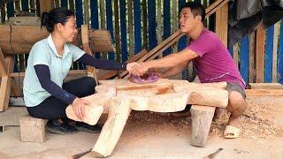 How to use tree stumps to make homemade wooden tables and chairs - furniture | Dang Thi Mui