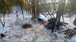 Зимний НОЧЛЕГ В ЛЕСУ ЛËГКОЕ УКРЫТИЕ ВЫЖИВАНИЕ в ЛЕСУ#bushcraft #выживание #shorts