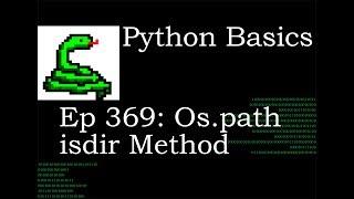 Python Basics Os Path isdir Method