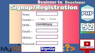 Registration form using PHP and MYSQL | User signup system in PHP in Hindi | Tutorial in Hindi - 52