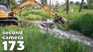 One Of My First Excavator Jobs - Mechanical Beaver Dam Removal No.173 - Second Camera