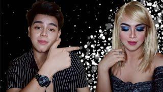 BOY TO GIRL THE POWER OF MAKEUP (blue black eyeshadow) | Fhido G.