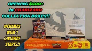 I opened $500 in CHARIZARD Themed COLLECTION BOXES!! + CUZMAS WEEK 1 STARTS!! (pokemon card opening)