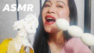 ASMR Eating Banana+Egg With Spray Whip+Chocolate (Satisfying Soft Eating Sounds)#bananaeats #egg