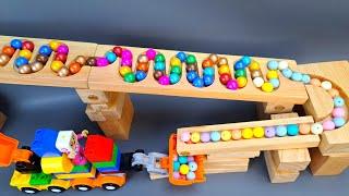 Marble Run ASMR Race  Lego Minecraft & Dump Truck Excavator Forklift Garbage Truck Tractors #asmr